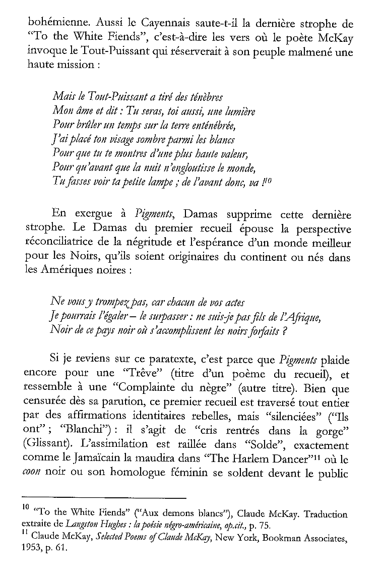 "To the White Fiends": Damas et McKay
et la triple délocalisation (racial, gender, classe)
de deux "vicieux modernistes"