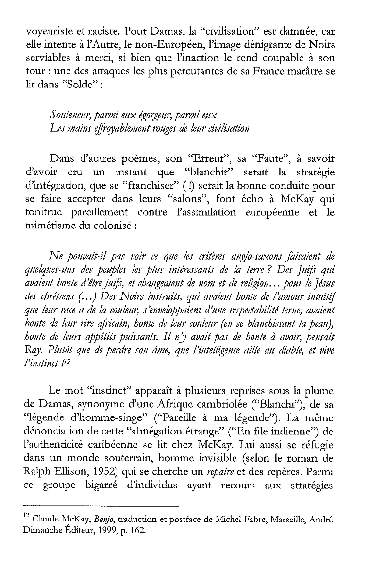 "To the White Fiends": Damas et McKay
et la triple délocalisation (racial, gender, classe)
de deux "vicieux modernistes"