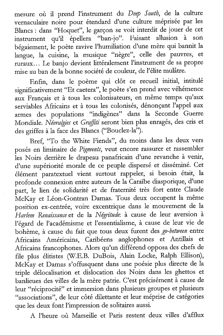 "To the White Fiends": Damas et McKay
et la triple délocalisation (racial, gender, classe)
de deux "vicieux modernistes"