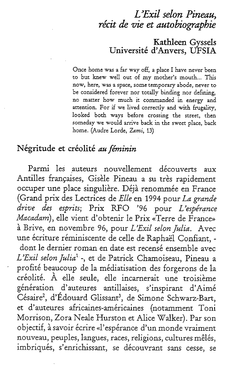 L'Exil selon Pineau, récit de vie et autobiographie