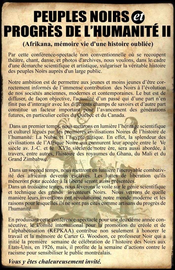 Peuples noirs et progrès de l'humanité