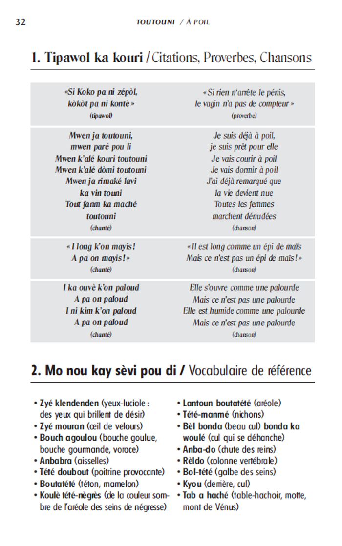 Kòkòlò 1. Les mots du sexe en créole de la Guadeloupe