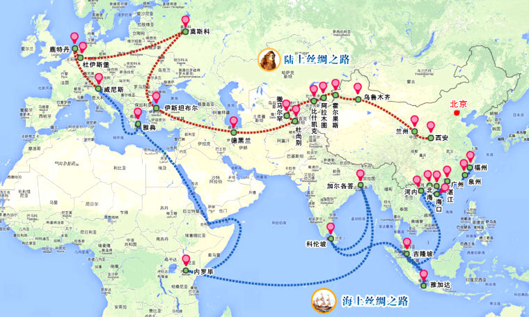 Carte route de la soie